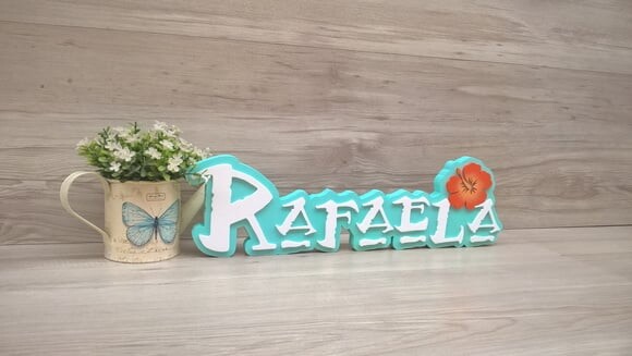 Nome em MDF - Peça de mesa Tema MOANA - Rafaela 12 cm