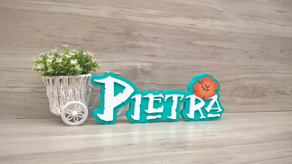 Nome em MDF - Peça de mesa Tema MOANA - Pietra 12 cm