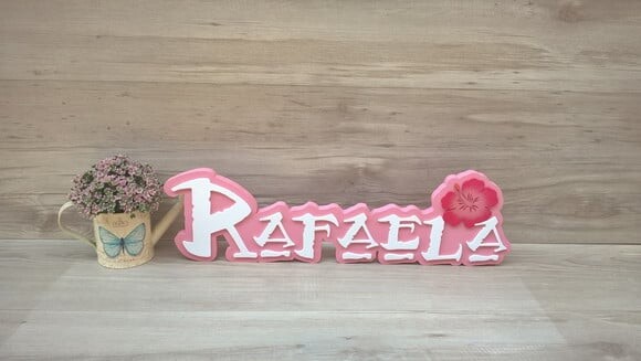 Nome em MDF - Peça de mesa Tema MOANA - Rafaela 15 cm