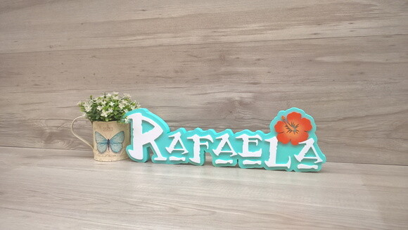 Nome em MDF - Peça de mesa Tema MOANA - Rafaela 12 cm