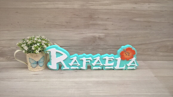Nome em MDF - Peça de mesa Tema MOANA - Rafaela 12 cm