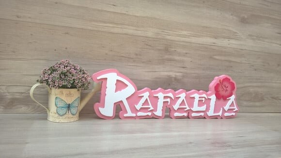 Nome em MDF - Peça de mesa Tema MOANA - Rafaela 15 cm
