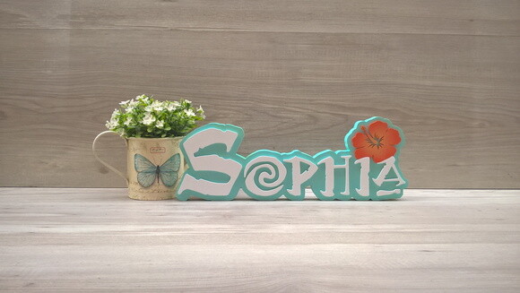 Nome em MDF - Peça de mesa Tema MOANA - Sophia 15 cm