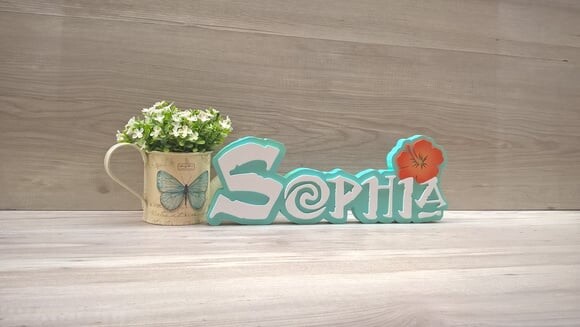 Nome em MDF - Peça de mesa Tema MOANA - Sophia 15 cm