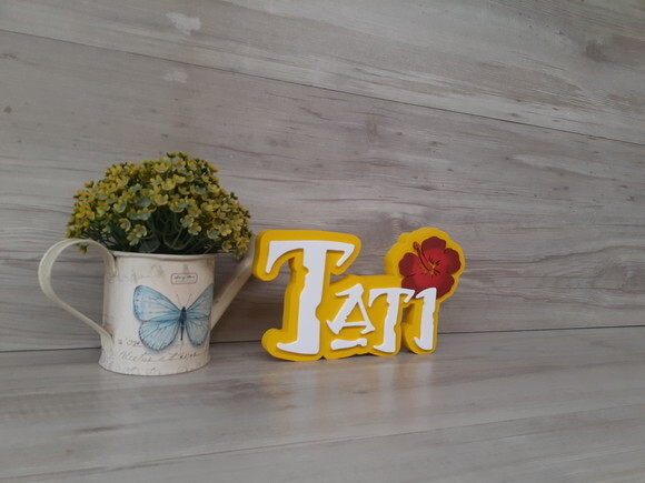 Nome em MDF - Peça de mesa Tema MOANA - Tati 12 cm