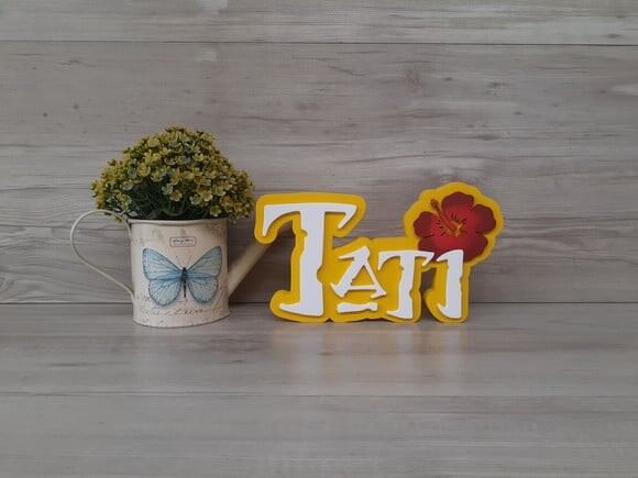 Nome em MDF - Peça de mesa Tema MOANA - Tati 12 cm