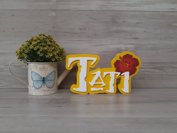 Nome em MDF - Peça de mesa Tema MOANA - Tati 12 cm