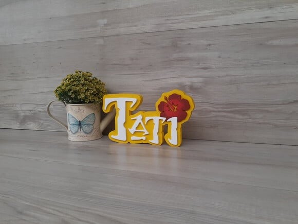 Nome em MDF - Peça de mesa Tema MOANA - Tati 12 cm