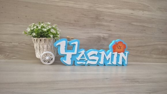 Nome em MDF - Peça de mesa Tema MOANA - Yasmin 12 cm