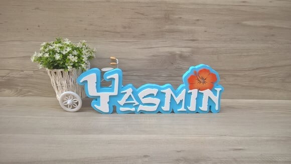 Nome em MDF - Peça de mesa Tema MOANA - Yasmin 12 cm