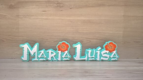 Nome em MDF - Peça de mesa Tema MOANA Maria Luísa 12 cm