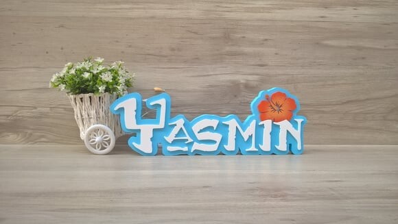 Nome em MDF - Peça de mesa Tema MOANA - Yasmin 12 cm
