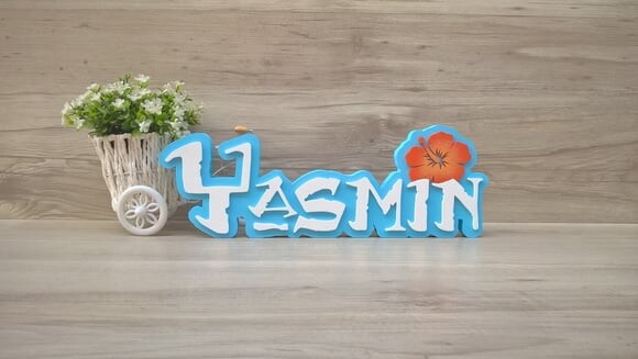 Nome em MDF - Peça de mesa Tema MOANA - Yasmin 12 cm