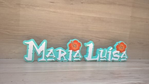 Nome em MDF - Peça de mesa Tema MOANA Maria Luísa 12 cm