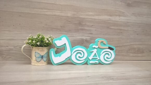 Nome em MDF - Peça de mesa Tema MOANA/ MAUI - João 15 cm