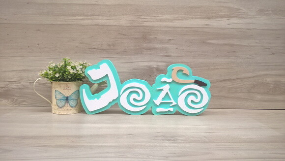 Nome em MDF - Peça de mesa Tema MOANA/ MAUI - João 15 cm