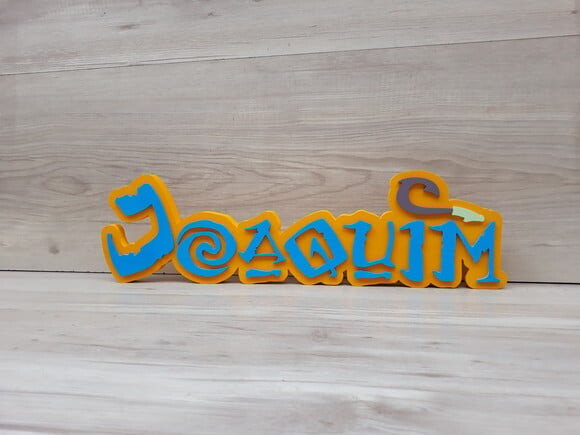 Nome em MDF - Peça de mesa Tema MOANA/ MAUI - Joaquim 12 cm