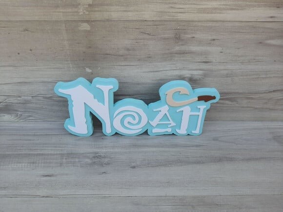 Nome em mdf - Peça de Mesa Tema Moana/ Maui - Noah - 15 cm