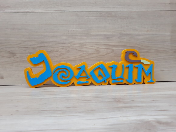 Nome em MDF - Peça de mesa Tema MOANA/ MAUI - Joaquim 12 cm