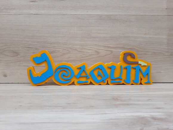 Nome em MDF - Peça de mesa Tema MOANA/ MAUI - Joaquim 12 cm