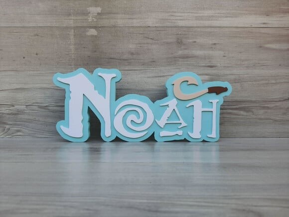Nome em mdf - Peça de Mesa Tema Moana/ Maui - Noah - 15 cm