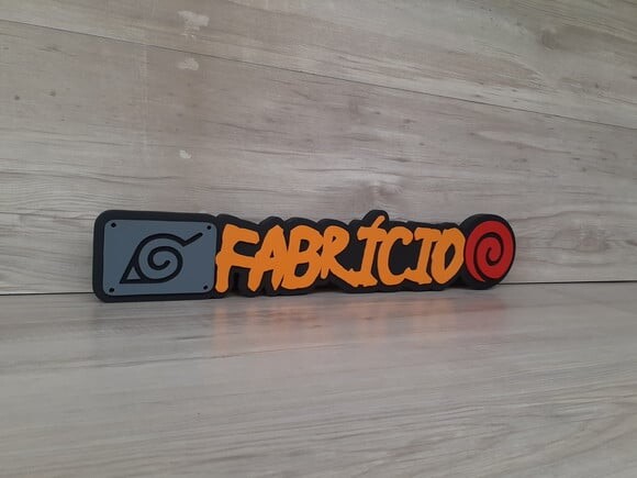 Nome Em Mdf - Peça De Mesa Tema Naruto - Fabrício - 10 Cm