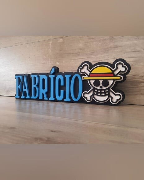 Nome em mdf - Peça de Mesa Tema One Piece - Fabrício - 13 cm