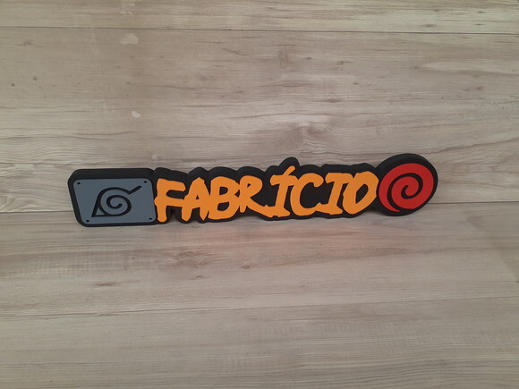 Nome Em Mdf - Peça De Mesa Tema Naruto - Fabrício - 10 Cm