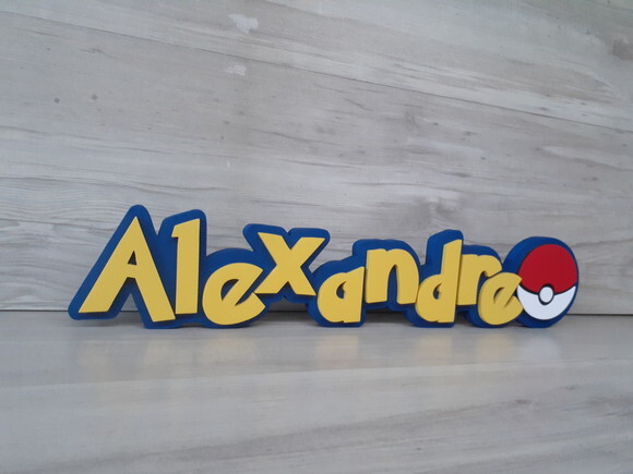 Nome Em Mdf - Peça De Mesa Tema Pokemon - Alexandre - 10 Cm