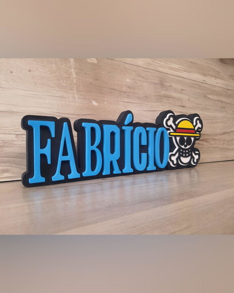 Nome em mdf - Peça de Mesa Tema One Piece - Fabrício - 13 cm