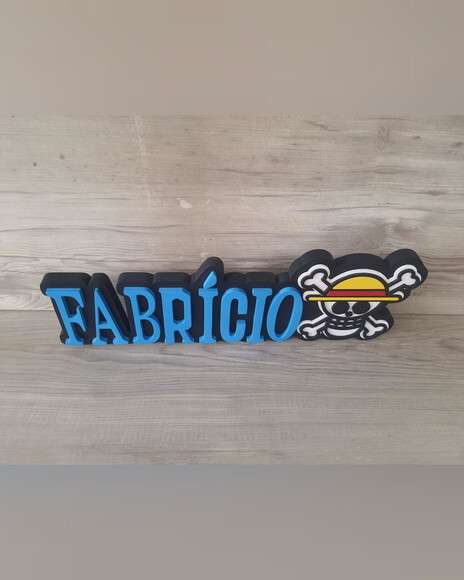 Nome em mdf - Peça de Mesa Tema One Piece - Fabrício - 13 cm