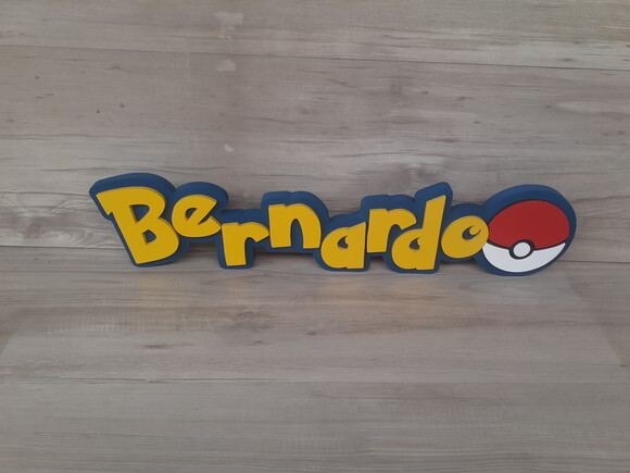 Nome Em Mdf - Peça De Mesa Tema Pokemon - Bernardo - 13 Cm