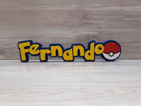 Nome Em Mdf - Peça De Mesa Tema Pokemon - Fernando - 10 Cm