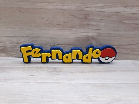 Nome Em Mdf - Peça De Mesa Tema Pokemon - Fernando - 10 Cm
