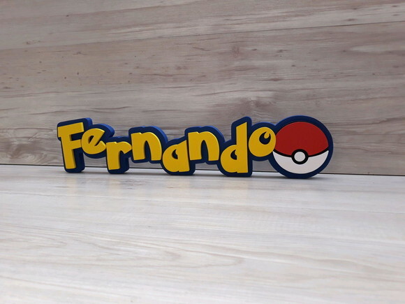 Nome Em Mdf - Peça De Mesa Tema Pokemon - Fernando - 10 Cm