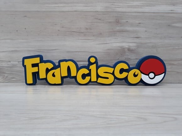 Nome Em Mdf - Peça De Mesa Tema Pokemon - Francisco - 10 Cm