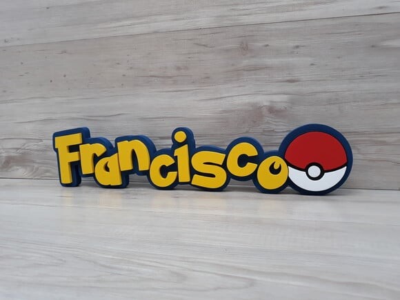 Nome Em Mdf - Peça De Mesa Tema Pokemon - Francisco - 10 Cm