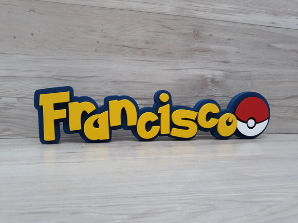 Nome Em Mdf - Peça De Mesa Tema Pokemon - Francisco - 10 Cm
