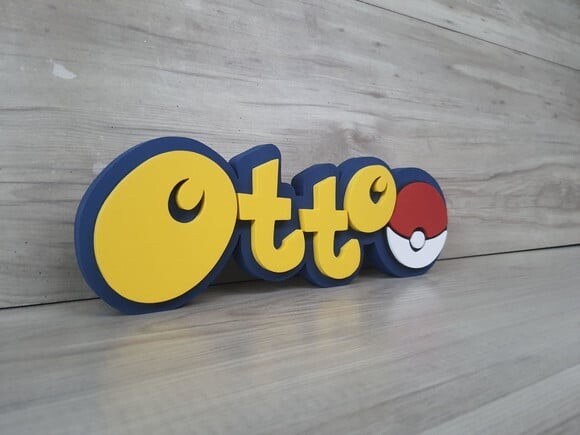 Nome em mdf - Peça de Mesa Tema Pokemon - Otto - 10 cm