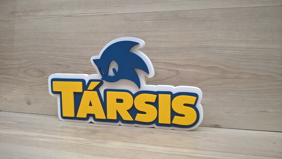 Nome em mdf - Peça de Mesa Tema Sonic - Társis - 17 cm