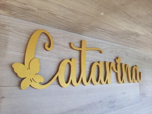 Nome Parede Personalizado em mdf Linha Pnc - Catarina 17 cm