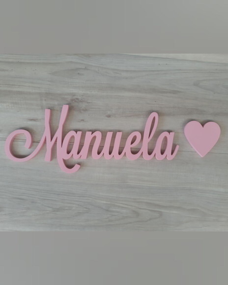 Nomes de Parede em mdf - Linha Ls - Manuela+ Coração