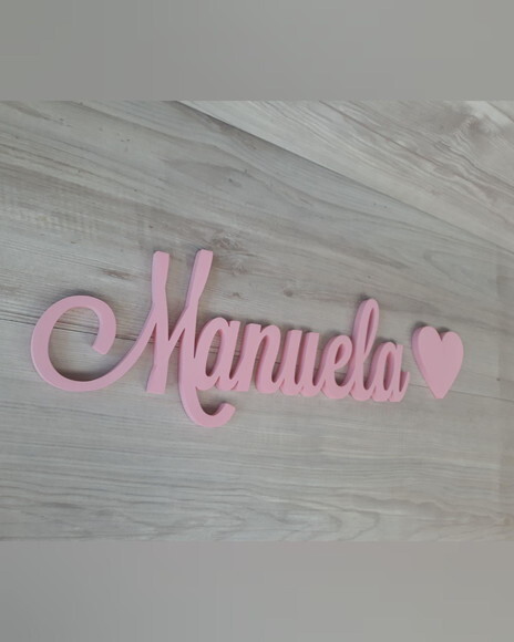 Nomes de Parede em mdf - Linha Ls - Manuela+ Coração