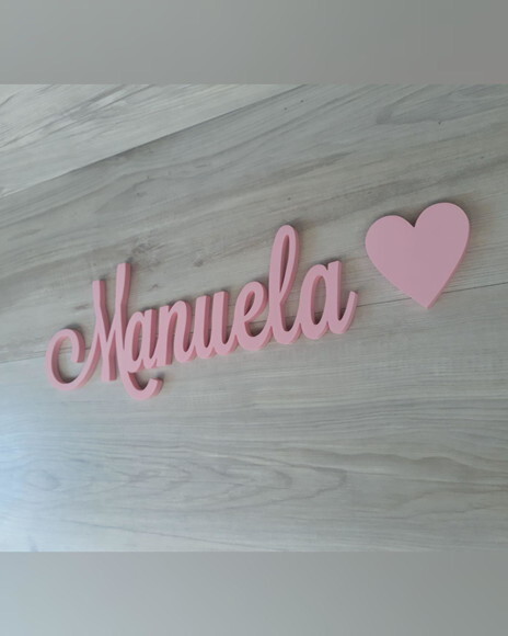 Nomes de Parede em mdf - Linha Ls - Manuela+ Coração