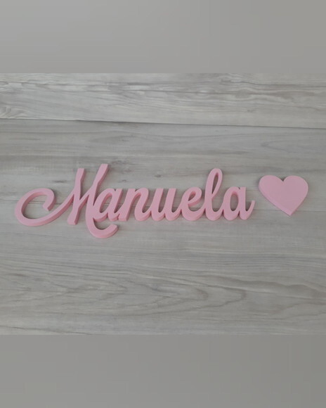 Nomes de Parede em mdf - Linha Ls - Manuela+ Coração