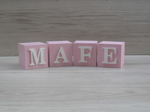 Nomes em Cubos - Mod. Clássico - 6 x 6 x 6 cm - 4 Letras