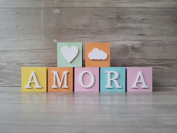 Nomes em Cubos - Mod. Clássico - 6 x 6 x 6 cm - 7 Letras