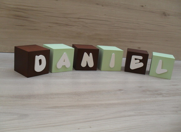 Nomes em Cubos - Mod. Infantil - 6 x 6 x 6 cm - 6 Letras