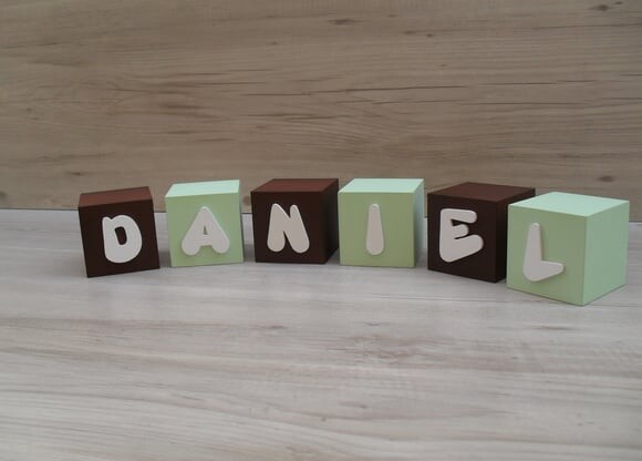 Nomes em Cubos - Mod. Infantil - 6 x 6 x 6 cm - 6 Letras