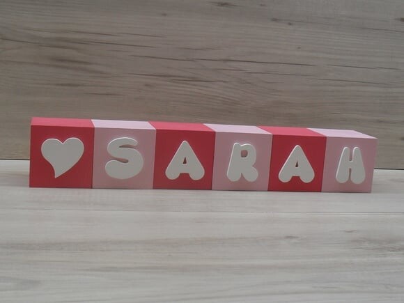 Nomes em Cubos - Mod. Infantil - 6 x 6 x 6 cm - 6 Letras